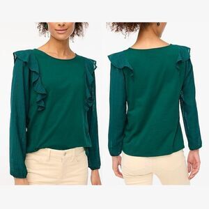 J Crew Women's Ruffle-shoulder Cotton Plaid‎ Top